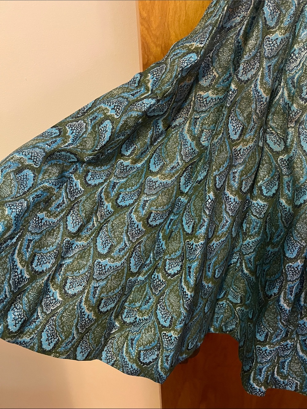 Vintage Mam’selle Teal and Green brocade with gold metallic midi dress - Picture 2 of 7